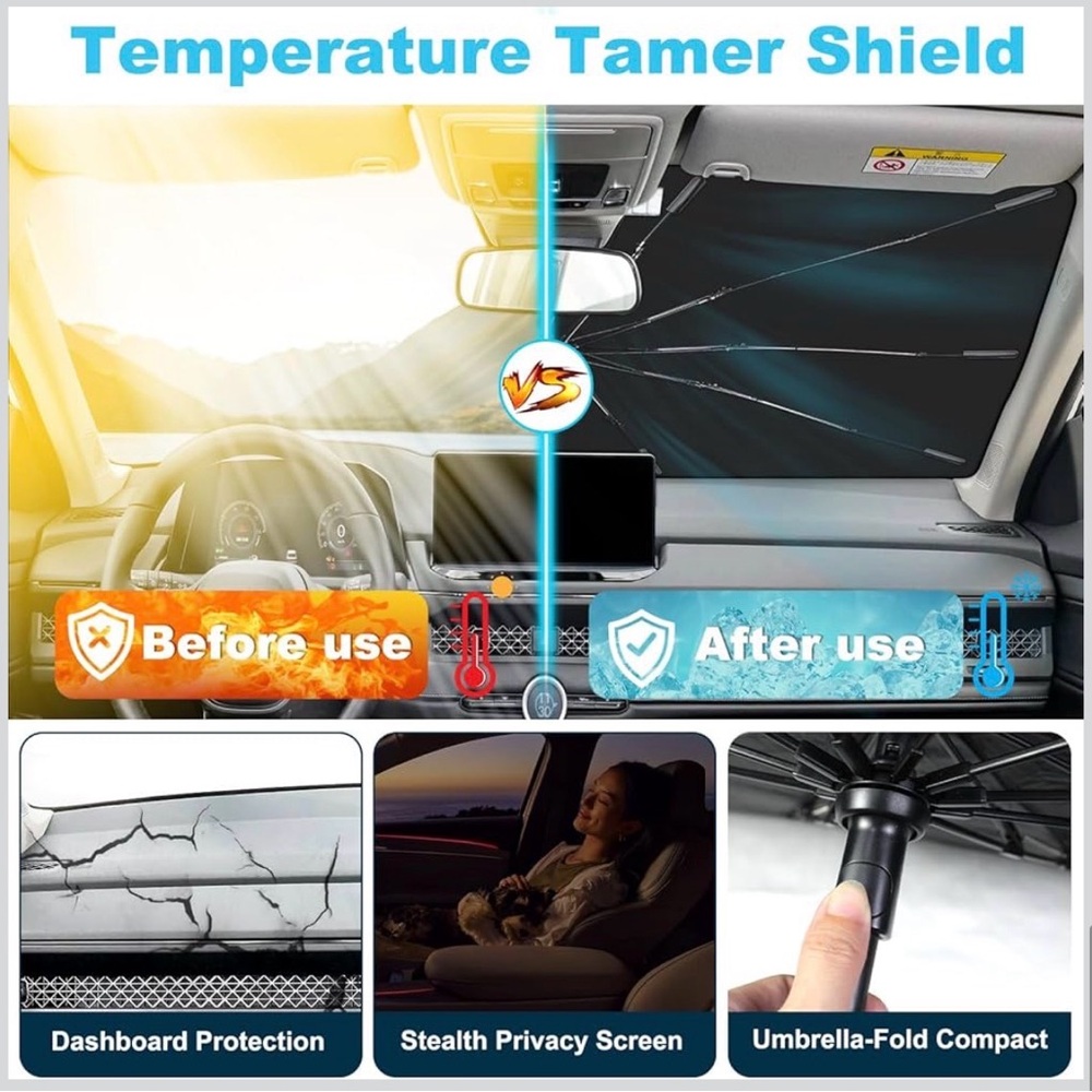 Jeep Grand Cherokee WL/L 2022-2025 Windshield Sun Shade Umbrella - Custom Fit - Picture 4 of 7